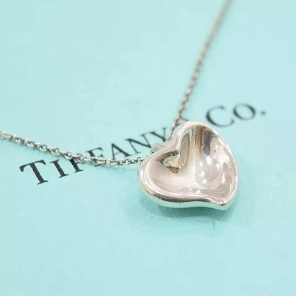 Tiffany &Co. Curved Heart  Necklace Sterling Silver 925 Pendant No Box